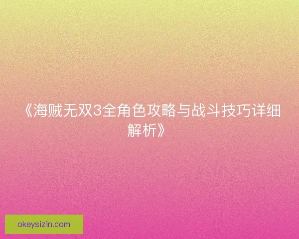 《海贼无双3全角色攻略与战斗技巧详细解析》